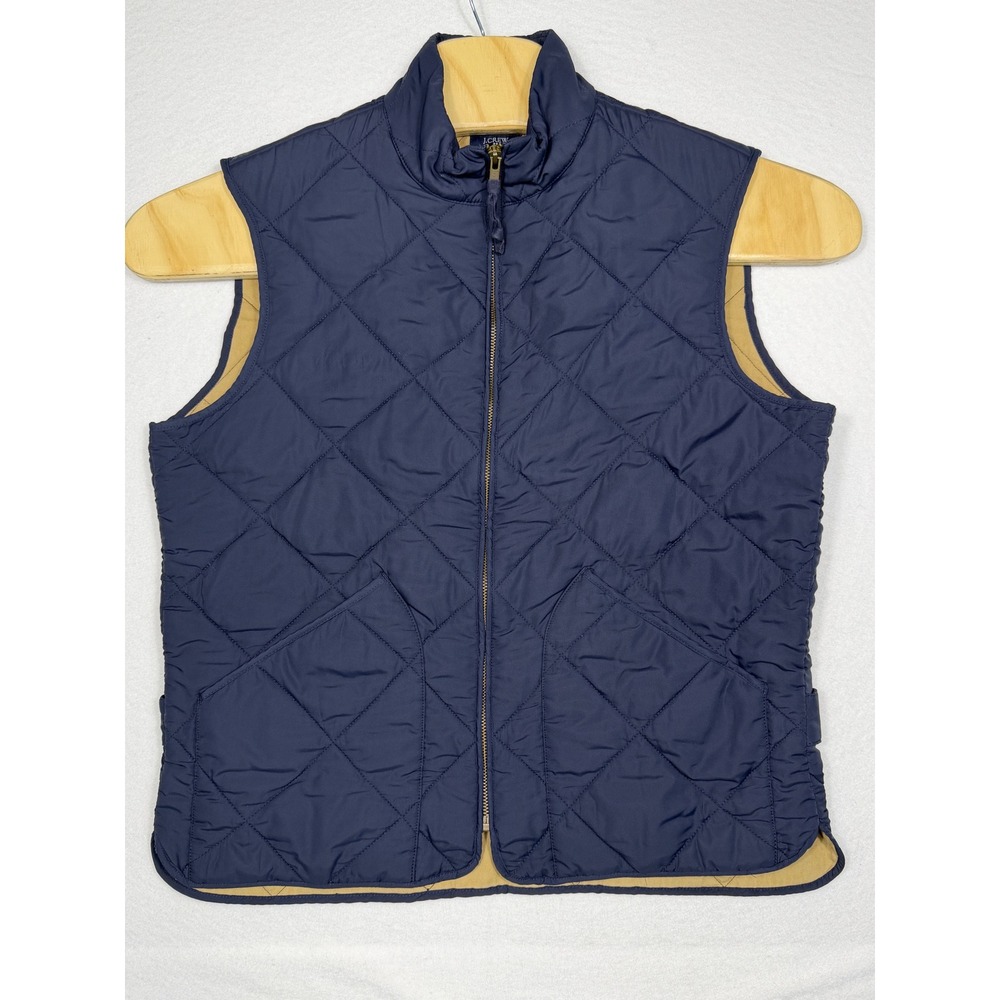 J.Crew Walker Quilted Vest Mens Med Navy‎ Blue Full Zip Diamond Pattern Gorpcore